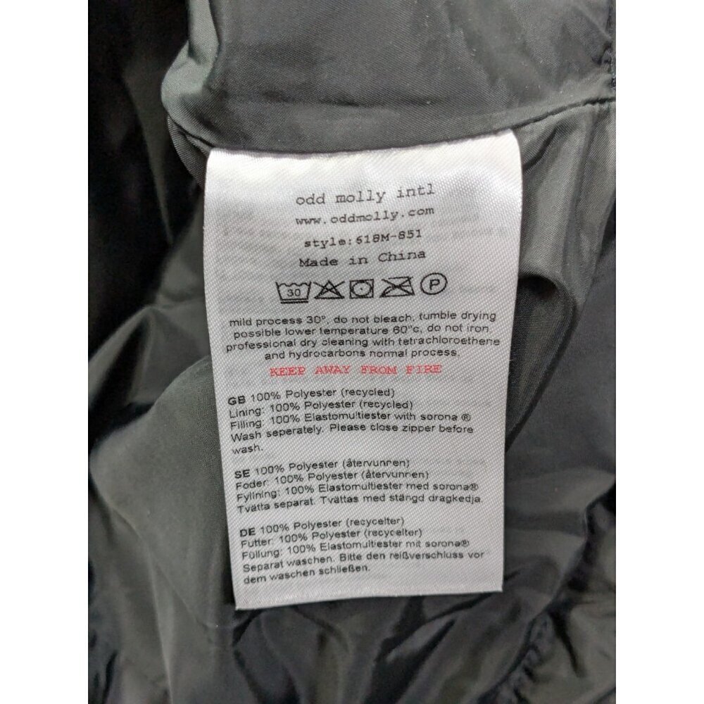 Odd Molly  851 Downfall Puffer Jacket Size 3 Large Black Full Zip Embroidered - Picture 4 of 16